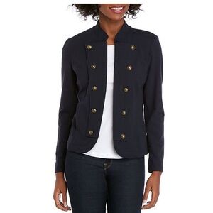 Tommy Hilfiger Women's Navy Band Blazer with Gold Buttons